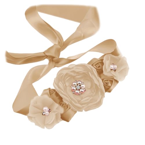 Maternity Sash Belt with Flowers Pearls