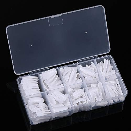 French False Nail Tips French Nail Art Tips 500pcs White French Acrylic Style Artificial False Nails Tips With Box (White)