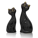 Wisifayardin 2pcs Black Cat Figurines and Statues for Home Decor - Black Cat Figurine for Cat Lovers