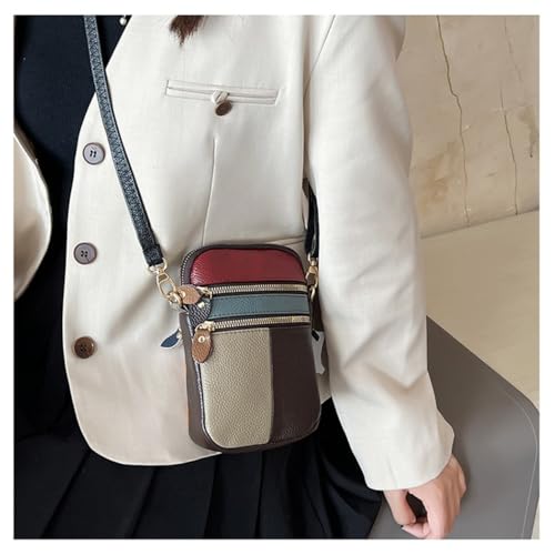 Cowhide Bag Simple Multi Zipper Shoulder Bags(Random Color)2