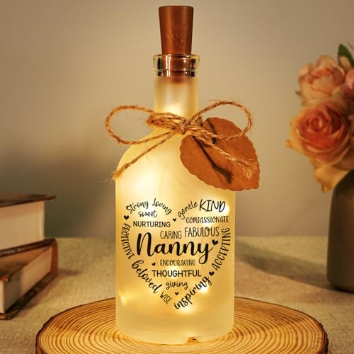 Gifts for Nanny Nanny Gifts Bottle Light with Warmhearted Words in Heart Shape Nanny Birthday Gifts from Grandchildren Mothers Day Presents for Nanny