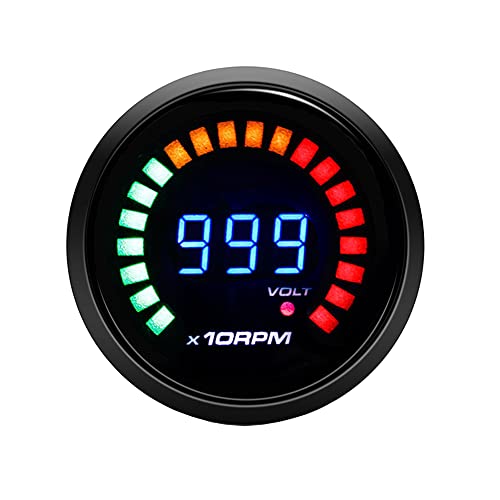 ETOPARS Motor de Coche Auto Digital 2 Pulgadas 52mm Medidor de Tacómetro RPM Puntero Kit Refuerzo Pantalla Indicador de luz LED Tinte Humo len Calibre Carreras