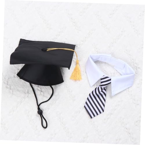 Set de gorro y corbata de graduación para perro tamaño L miniatura 1