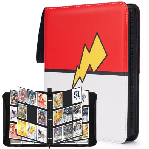 WISYOK Pokemon Álbum de 900 tarjetas, álbum de cartas coleccionables grande, 9 bolsillos con 50 páginas, carpeta superior Pokemon con cremallera, PU impermeable, álbum de recortes para tarjetas de