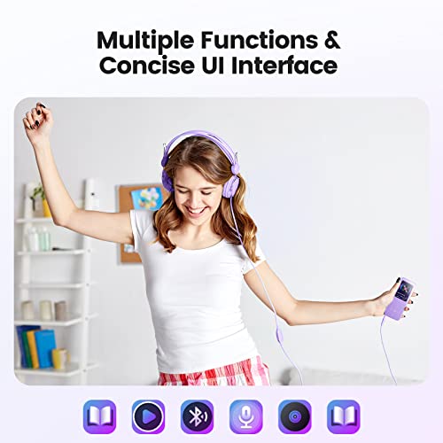 Image of 32GB MP3 Player with Bluetooth 5.3, AGPTEK A09X 2.4 inch Screen Portable Music Player with Speaker Lossless Sound with FM Radio, Voice Recorder, Supports up to 128GB, Purple