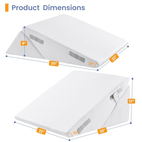 Image of Sasttie Wedge Pillow for After Surgery, Adjustable Bed Wedge Pillow Headboard for Acid Reflux, Sleeping, Neck & Back Support, with Removable Cover, White