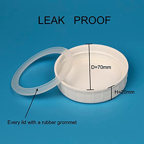 Plastic Mason Jar Lids BPA Free Canning Lids with Silicone Grommets, 10 Regular Mouth & 10 Wide Mouth, Leak Proof Food Grade Storage Cap Anti-Scratch Resistant Surface (white(10+10)) by youguobeier - Image 2