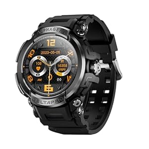 ALPHAGEAR Delta PRO Smartwatch for iPhone & Android, Rugged Smart Watch (Answer/Make Call), Wellness Tracker with 1.58″ AMOLED Screen, 10-14 Days Battery, 5 ATM (2xScreen Protector Included)