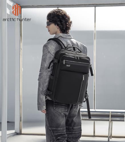 Image of Arctic Hunter Expandable Travel Backpack For Men 35L Shockproof EVA Back Pad Water-repellent Heavy Duty & Large 17.3-inch Laptop Bag For Business Trip,Travel Abroad