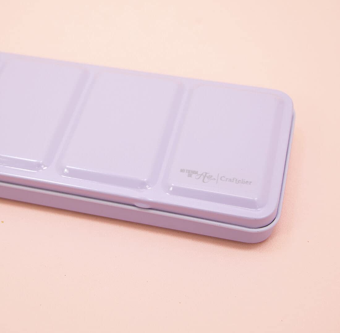 Craftelier - Caja de Pastillas de Acuarelas con Surtido de 24 Colores + Pincel con Depósito de Agua o Waterbrush para Caligrafía, Lettering o Mixed Media y otras Manualidades | Alta Pigmentación