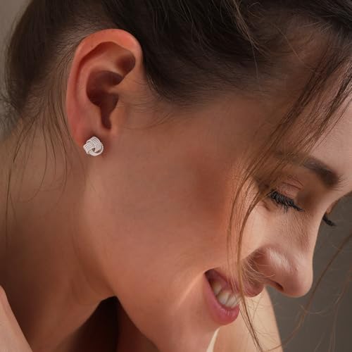 LeCalla 925 Sterling Silver Love-Knot Earring Stud Jewelry Italian Design Lightweight Twisted Love Knot Stud Earrings for Women2