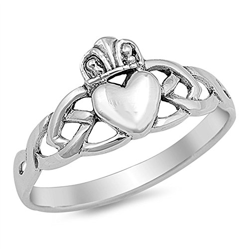 CloseoutWarehouse 925 Sterling Silver Wicca Claddagh Ring