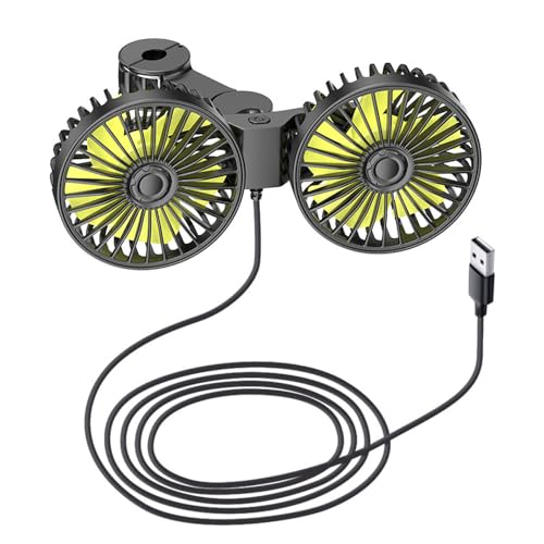 Ventilador de doble cabeza,3 velocidades 360 grados giratorio 5V ventilador de aire de refrigeración para el coche Camión Furgoneta SUV Off Road Vehicle