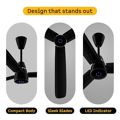 Image of atomberg Renesa Epoque 1200mm BLDC Ceiling Fan with Remote | Advance Air+ Technology | BEE 5 star Rated | Low Noise | Sleek Design | 2 Year Warranty | Gloss Black