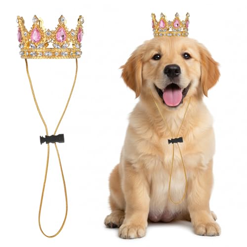 Dog Crown Pet Rhinestone King Crown Hat Small Dog Cat Cosplay Party Accessories Wedding Birthday Photos Prop Costume Adoption Celebration