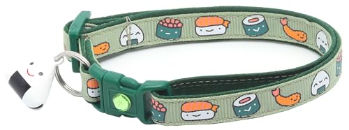Sushi Cat Collar with Onigiri Bell | Adjustable Large Size
