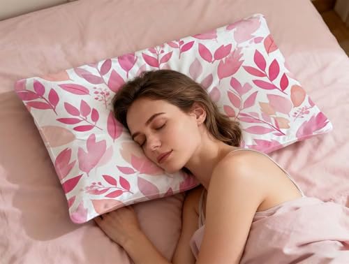 Housse de coussin rose velours 40x80 avec impression feuille double face - 7