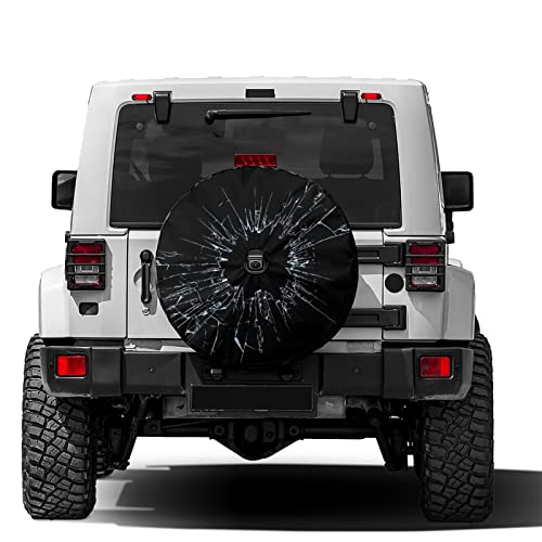 Image of Delerain Spare Tire Cover with Backup Camera Hole Broken Glass Wheel Covers Waterproof Dust-Proof UV Sun Universal Fit for RV Trailer RV SUV Truck (17 Inch for Diameter 31 inch-33 inch)