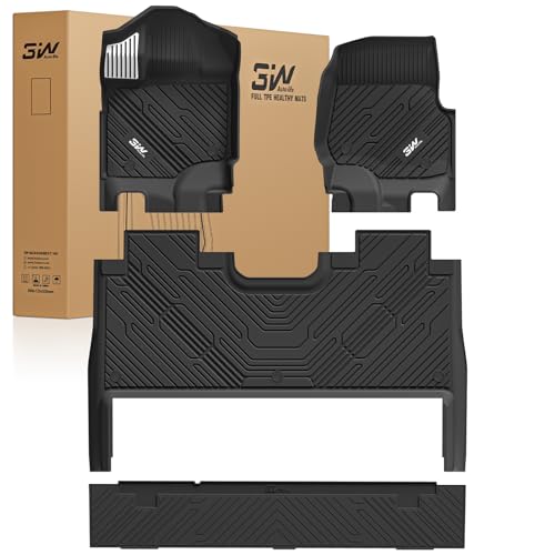 Image of 3W Floor Mats (with Metal Pedals) & Box Mat Fit for Ford F-150 2015-2026 & F150 Lightning 2022-2025 SuperCrew, TPE All Weather Car Mats Custom Fit Accessories