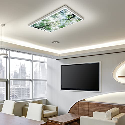 Image of Fluorescent Light Covers for Classroom Ceiling Lights - 2x4ft Backlit Film for Fluorescent Fixtures, Easy to Install - School, Office, Sensory, Improve Focus, Eliminate Headaches -Tree