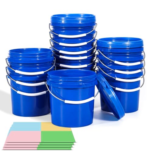 ASEVAT 16-Pack 0.5 Quart Blue Plastic Mini Bucket with Handle, Portable Small Storage Container for...