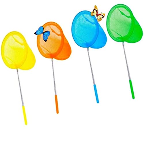 DUJUANHONG Redes de Mariposa Telescópicas, 4 Pack Red de Pesca Telescópica de Malla de Niños Redes de Pescar de Net Mariposa para Atrapar Mariposas y Insectos Red de Captura Cover