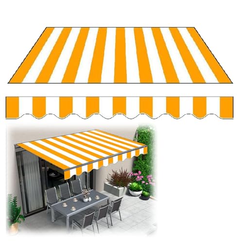 Tissu de rechange à rayures jaune-blanc - Protection UV - Pare-soleil de terrasse - Pour fenêtre d'extérieur - Pour cour et portes (400 x 200 cm)