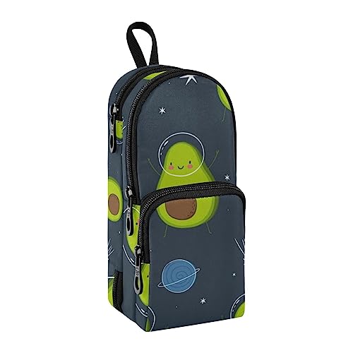 Image of ZAZYXTJ Standing Large Capacity Pencil Case 3 Compartment Pen Pouch Storage Canvas Makeup Bag for School Office Teen Girl Boy Men Women (Avocado)