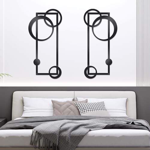 Oyefly 2 Pcs Metal Abstract Wall Art,Modern Geometric Decor  thumb #4