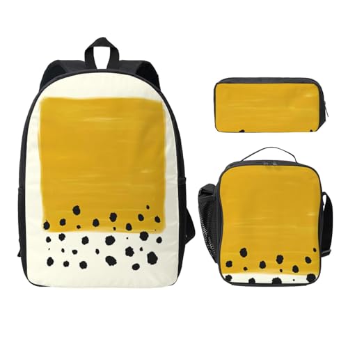 Sac à dos imprimé noir et jaune pour l'école intermédiaire avec son sac repas assorti