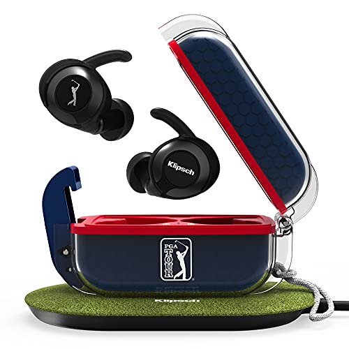 Klipsch T5 II True Wireless Sport Earbuds PGA Tour Edition with Dust/Waterproof Case & Earbuds, Best Fitting Earbuds with Patented Comfort, 32 Hours of Battery, & Wireless Charging Case