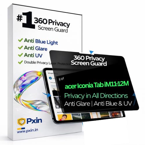 Image of Pxin Tablet Privacy Guard compatible with acer Iconia Tab iM11-12M | Privacy screen protector | Anti Glare | Anti Spy Screen | Reduces blue light | 360 degree Privacy Screen | Eye Protection