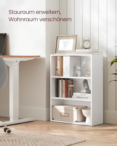 VASAGLE Bücherregal 3 Ebenen, Standregal, Aufbewahrungsregal, verstellbare Einlegeböden, für Wohnzimmer, Homeoffice, Schlafzimmer, wolkenweiß LBC163T14