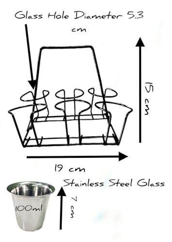 HOPE KART Cutting Tea Chai Cup Glasses Stand Holder Set for Decoration and Delivery, Black, Pack of 1 (Only Stand 6 Compartments)
