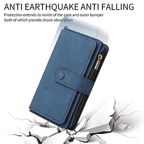 Capa carteira para Moto G100 luxuosa com zíper para identidade, compartimentos para cartões de crédi