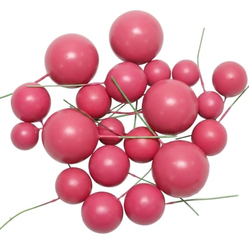 Fuchsia Cake Ball Toppers Decorations, 20 Pcs Mini, 4 Size