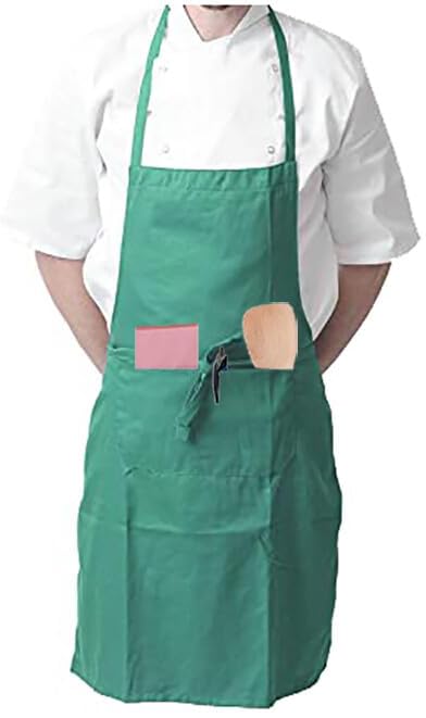 IBEX Unisex Bib Apron with Pocket, Professional Kitchen Apron for Chefs Waiters, Cooks, Bar Staff, Catering, Forest Green - Image 2