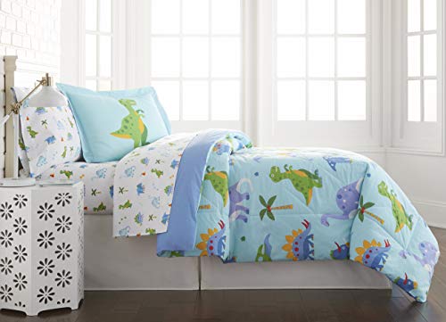 Image of Wildkin Lightweight Full Comforter Set, 100% Cotton Full Comforter with Embroidered Details, Includes Two Matching Shams, Coordinates with Other Room Decor, Olive Kids Design,Dinosaur Land