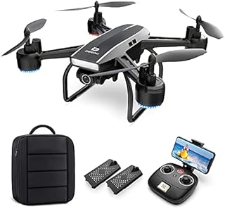 DEERC Drone with Camera for Adults 2K Ultra HD FPV Live Video 120° Wide Angle, Altitude Hold, Headless Mode, Gesture Selfie, Waypoints Functions RC Quadcopter with 2 Batteries and Backpack