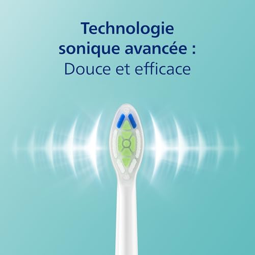 Philips Sonicare ProtectiveClean 5100, Brosse à dents électrique sonique avec 3 modes de brossage, capteur de pression, minuterie et étui de voyage, blanc, modèle HX6859/29