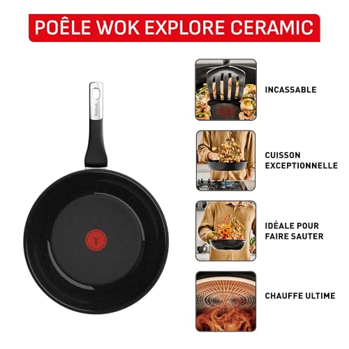 Wok Tefal Explore Ceramic 28 cm avec revêtement haute performance induction
