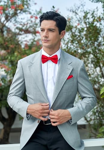Image of HISDERN Bow Ties for Men Pre-Tied Bow Tie Floral Paisley Handkerchief Classic Formal Bowtie and Pocket Square Cufflinks Set