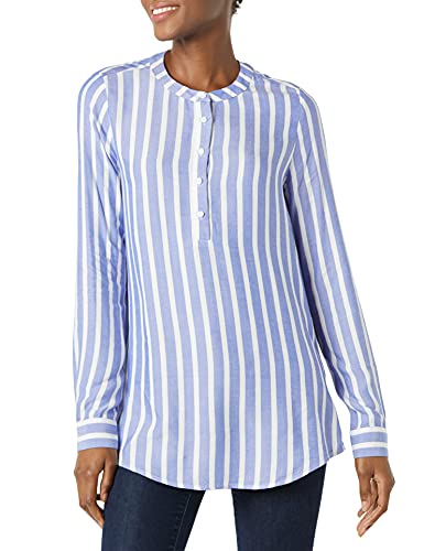 Amazon Essentials Blusa Tejida de Manga Larga Mujer, Azul Rayas, XXL