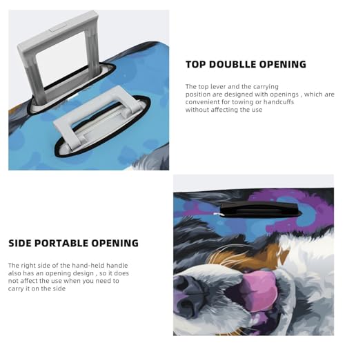 Cute And Happy Dog Elastic Travel Luggage Covers Dustproof Scratch-Resistant Suitcase Protector Fit 22-24 Inch3