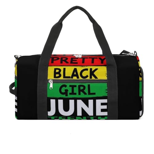 Sport Duffle Bag Travel Weekender Carry On Beach Yoga Overnight Luggage Bag Juneteenth Pretty Black Girl