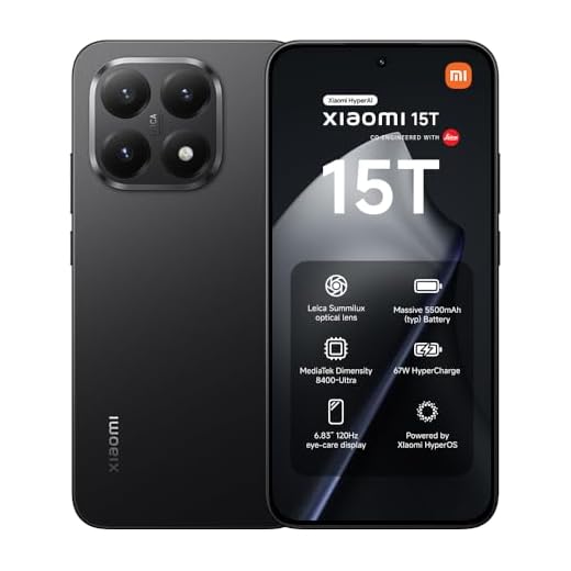XIAOMI 15T, Smartphone 12+256GB, 6,83" 120Hz augenschonendes Display, MediaTek Dimensity 8400-Ultra, 50MP Leica Summilux Objektiv, 5500mAh, Schwarz, 2 Jahre Garantie