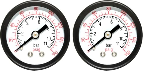 Image of Beduan Air Pressure Gauge for Air Compressor 1-1 /2 inch Dial Center Back Mount, 1 /8 inch NPT,0-160 Psi (Pack of 2)