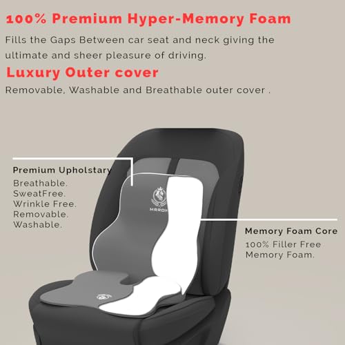 Image of MRRON Car Comfort Combo | Memory Foam Backrest & Wedge Seat Cushion Combo of 2 | Orthopedic Support for Back, Tailbone, Sciatica | Ergonomic Comfort for Car, Office| Posture Correction | Universal Fit