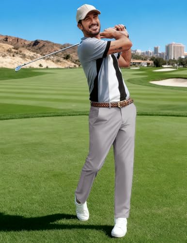 Mens Stretch Golf Pants Silver