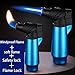 Torch Lighter Refillable Butane Lighter Windproof Dual Flame with Safety Lock and Flame Lock Suitable for Outdoor Camping BBQ(Blue)